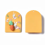3D Printed Acrylic Pendant With Resin (2 Pieces) 40x27x7 MM Half Oval With Rabbit Multicolor Orange For Jewellery Making Crafts [jefs-pndt-gnrl-00001-m9]