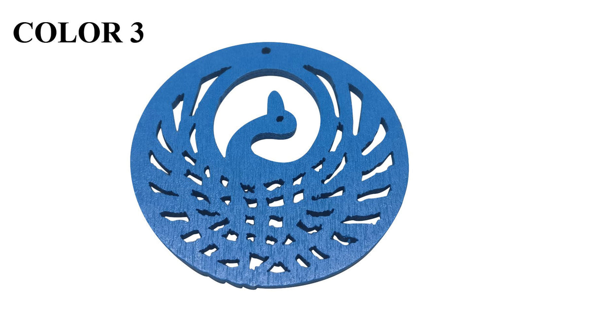 Wooden Jewellery Making Pendants 50mm Peacock [Color 3 - Blue] (Pack Of 4 Pieces) (#Ot111)