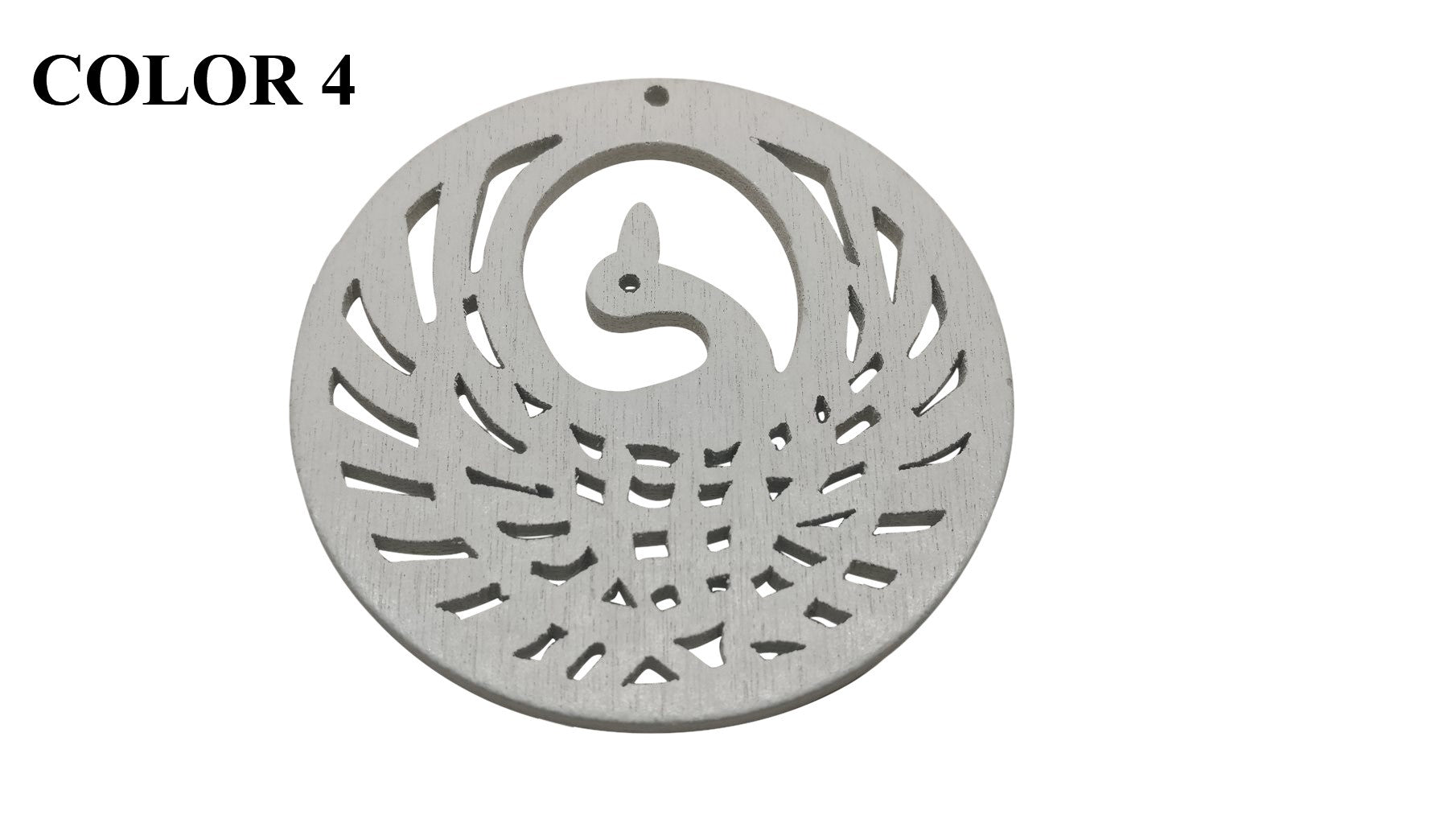 Wooden Jewellery Making Pendants 50mm Peacock [Color 4 - White] (Pack Of 4 Pieces) (#Ot112)