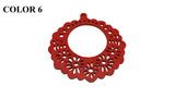 Wooden Jewellery Making Pendants 50mm Round Flower [Color 6 - Red] (Pack Of 4 Pieces) (#Ot130)