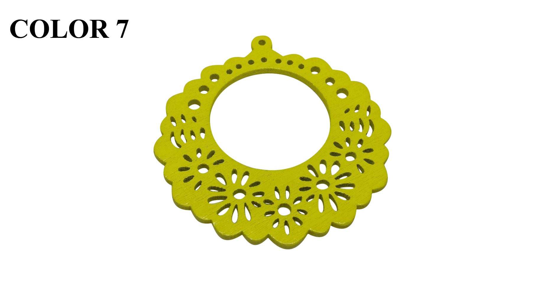 Wooden Jewellery Making Pendants 50mm Round Flower [Color 7 - Yellow] (Pack Of 4 Pieces) (#Ot131)