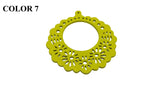 Wooden Jewellery Making Pendants 50mm Round Flower [Color 7 - Yellow] (Pack Of 4 Pieces) (#Ot131)