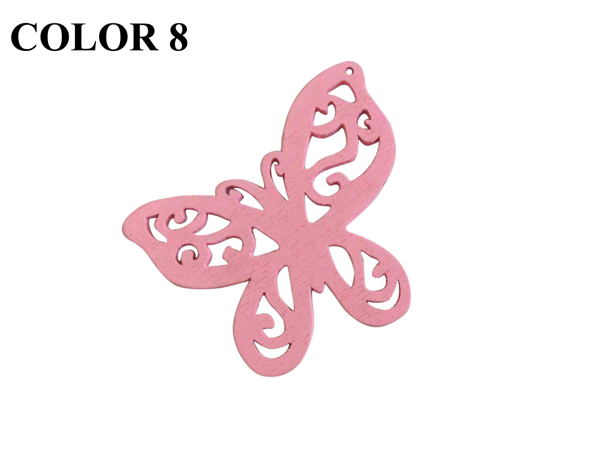 Wooden Jewellery Making Pendants 49x41mm Butterfly [Color 8 - Light Pink] (Pack Of 4 Pieces) (#Ot140)