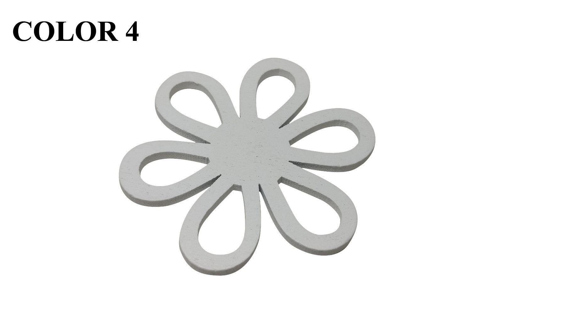 Wooden Jewellery Making Pendants 43mm Flower [Color 4 - White] (Pack Of 4 Pieces) (#Ot144)