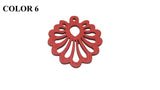 Wooden Jewellery Making Pendants 26mm Flower [Color 6 - Red] (Pack Of 4 Pieces) (#Ot155)