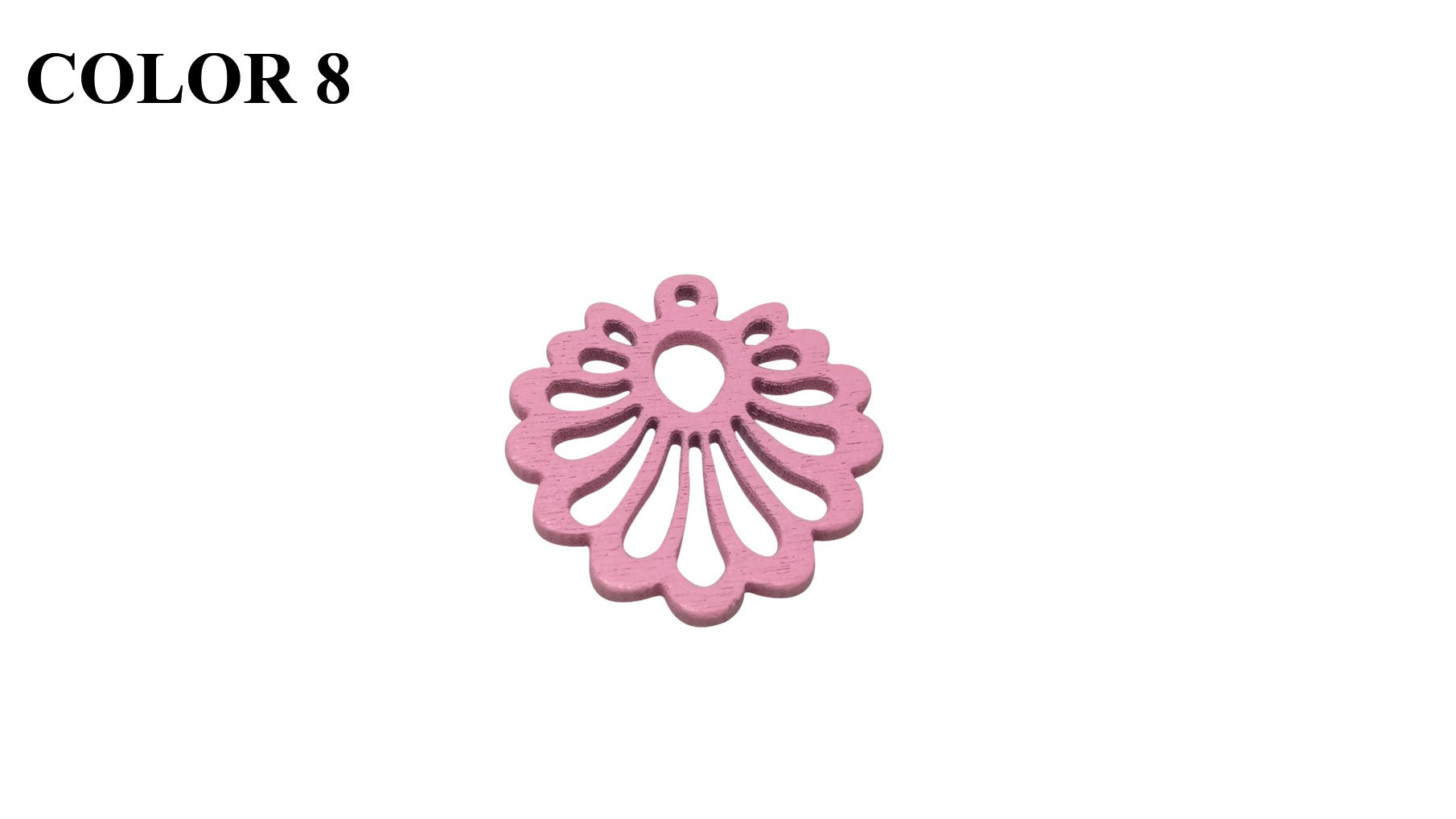 Wooden Jewellery Making Pendants 26mm Flower [Color 8 - Light Pink] (Pack Of 4 Pieces) (#Ot157)