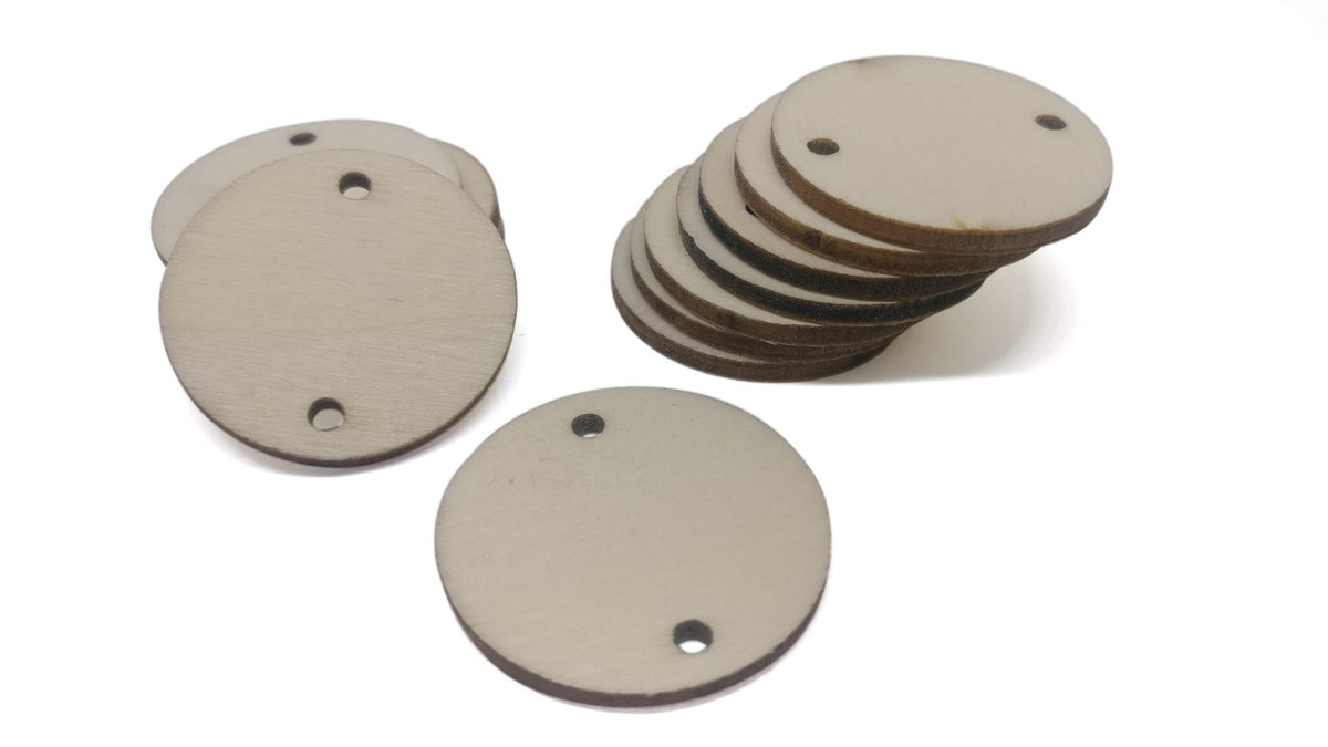 Wooden Jewellery Making Pendant Connectors Craft Scrapbooking Painting Flat Base 30x2mm Round Wood Color (Pack of 4 pieces) [jefs-pndt-gnrl-00114-m10]