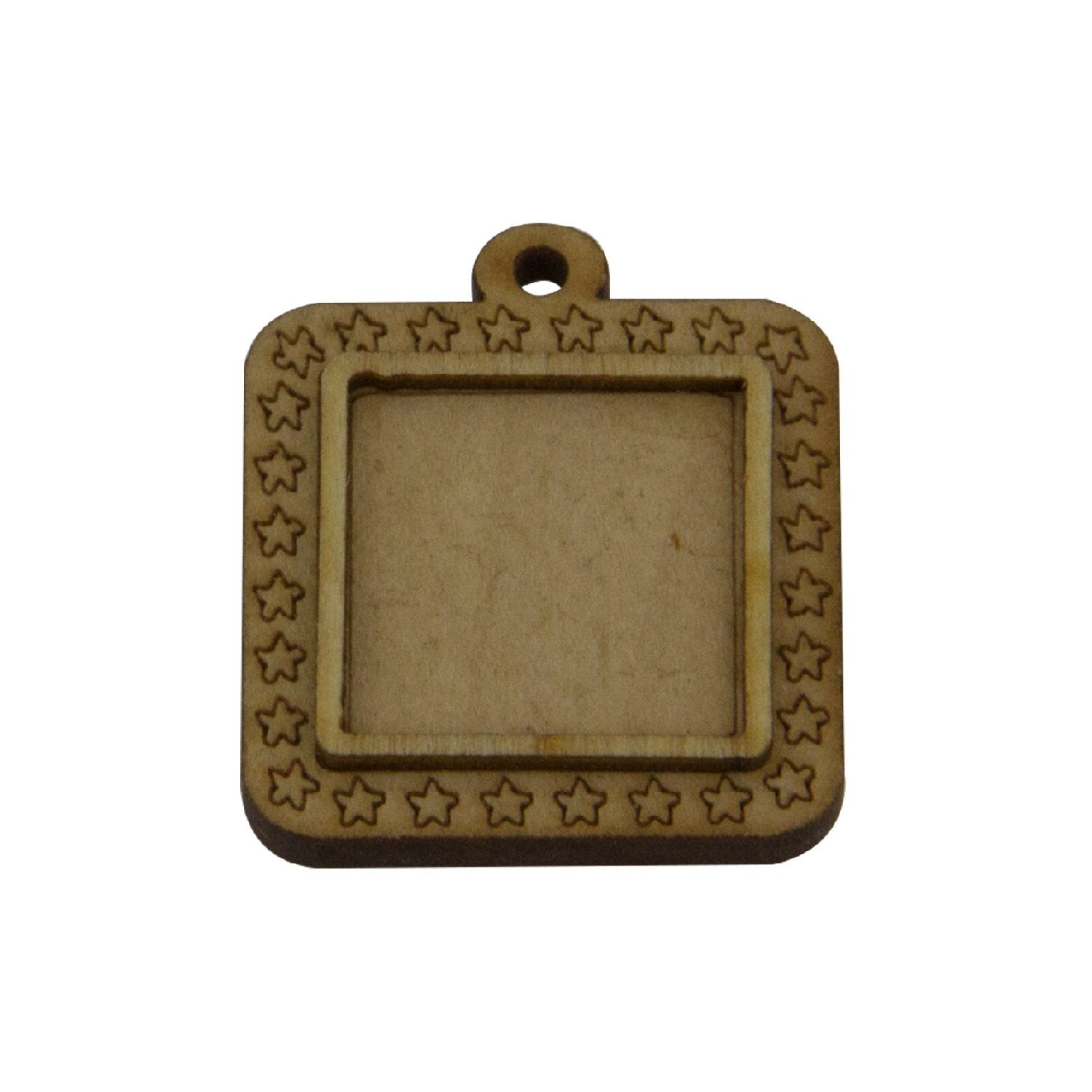 Wooden Jewellery Pendant Bases For Patches Cabochons Craft [Suitable For 20mm Square Objects] 35x30x5xmm Square Wood Color (Pack of 2 pieces) [jefs-pndt-gnrl-00124-m2]