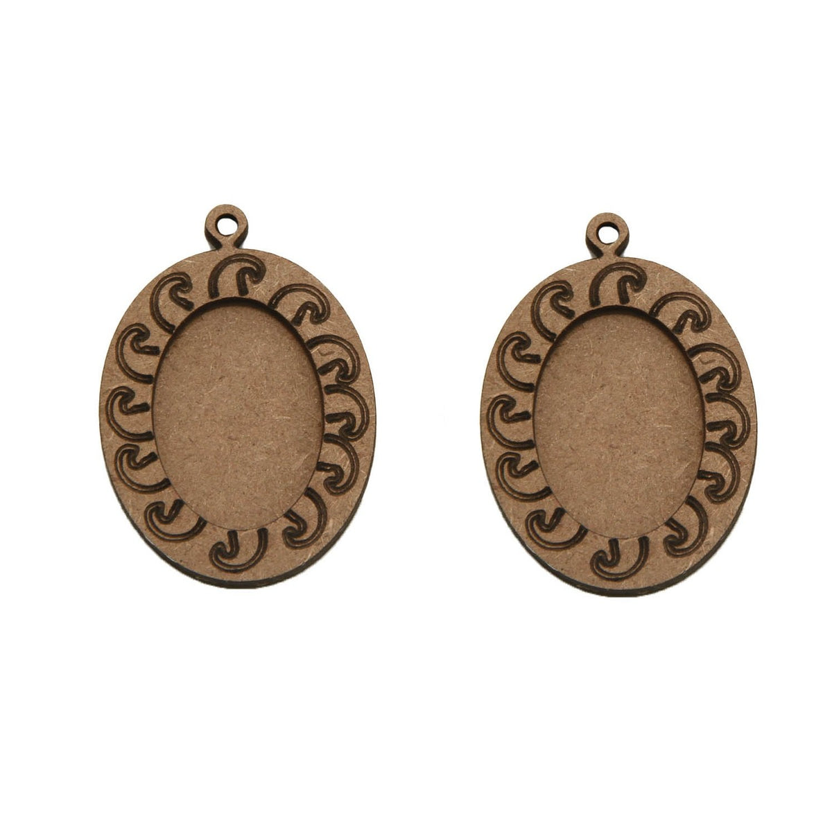 MDF Pendant Cabochon Bases (Pack of 2 Pcs) 35x30 MM With Inner Tray Size 25x18 MM Oval For DIY Jewellery Making Painting Crafts [#M3] [jefs-pndt-gnrl-00128-m3]