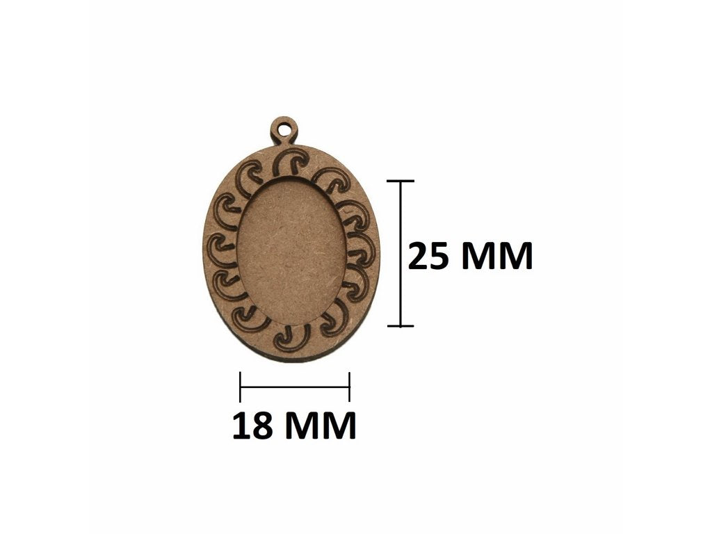 MDF Pendant Cabochon Bases (Pack of 2 Pcs) 35x30 MM With Inner Tray Size 25x18 MM Oval For DIY Jewellery Making Painting Crafts [#M3] [jefs-pndt-gnrl-00128-m3]