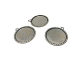 Jewelry Metal Alloy Pendant Base 30x25mm (Holds 25mm Round Embellishments) Round Antique Silver Color (Pack of 2 pieces) [jefs-pndt-gnrl-00129-m14]