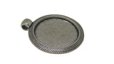 Jewelry Metal Alloy Pendant Base 32x28mm (Holds 25mm Round Embellishments) Round Antique Silver Color (Pack of 2 pieces) [jefs-pndt-gnrl-00129-m18]
