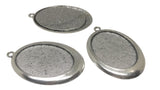 Jewelry Metal Alloy Pendant Base 50x32mm (Holds 40x30mm Oval Embellishments) Oval Antique Silver Color (Pack of 2 pieces) [jefs-pndt-gnrl-00129-m28]