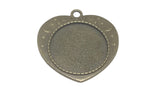 Jewellery Metal Alloy Pendant Base 36x35x1xmm (Holds 25mm Round Embellishments) Heart Antique Bronze Color (Pack of 2 pieces) [jefs-pndt-gnrl-00129-m37]