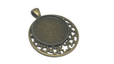 Jewellery Metal Alloy Pendant Base 44x30x1xmm (Holds 25mm Round Embellishments) Round Antique Bronze Color (Pack of 2 pieces) [jefs-pndt-gnrl-00129-m40]