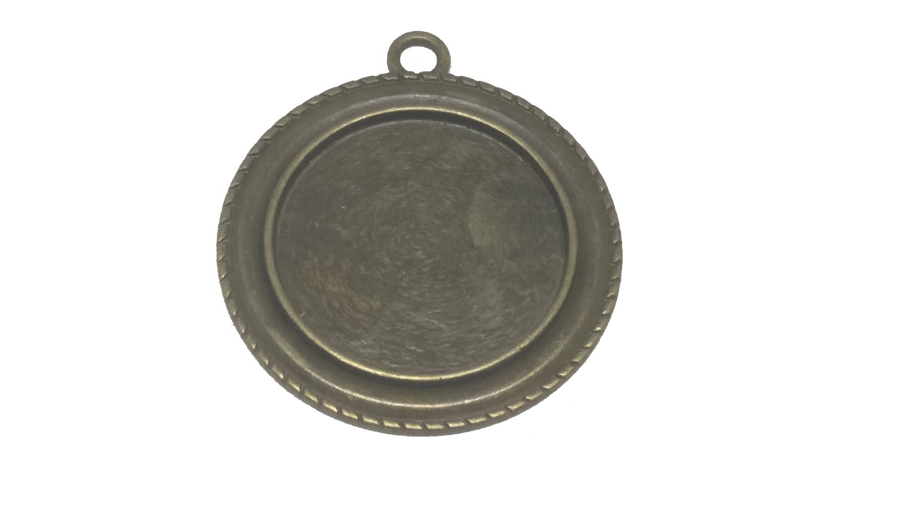 Jewellery Metal Alloy Pendant Base 39x35x2xmm (Holds 25mm Round Embellishments) Round Antique Bronze Color (Pack of 2 pieces) [jefs-pndt-gnrl-00129-m44]