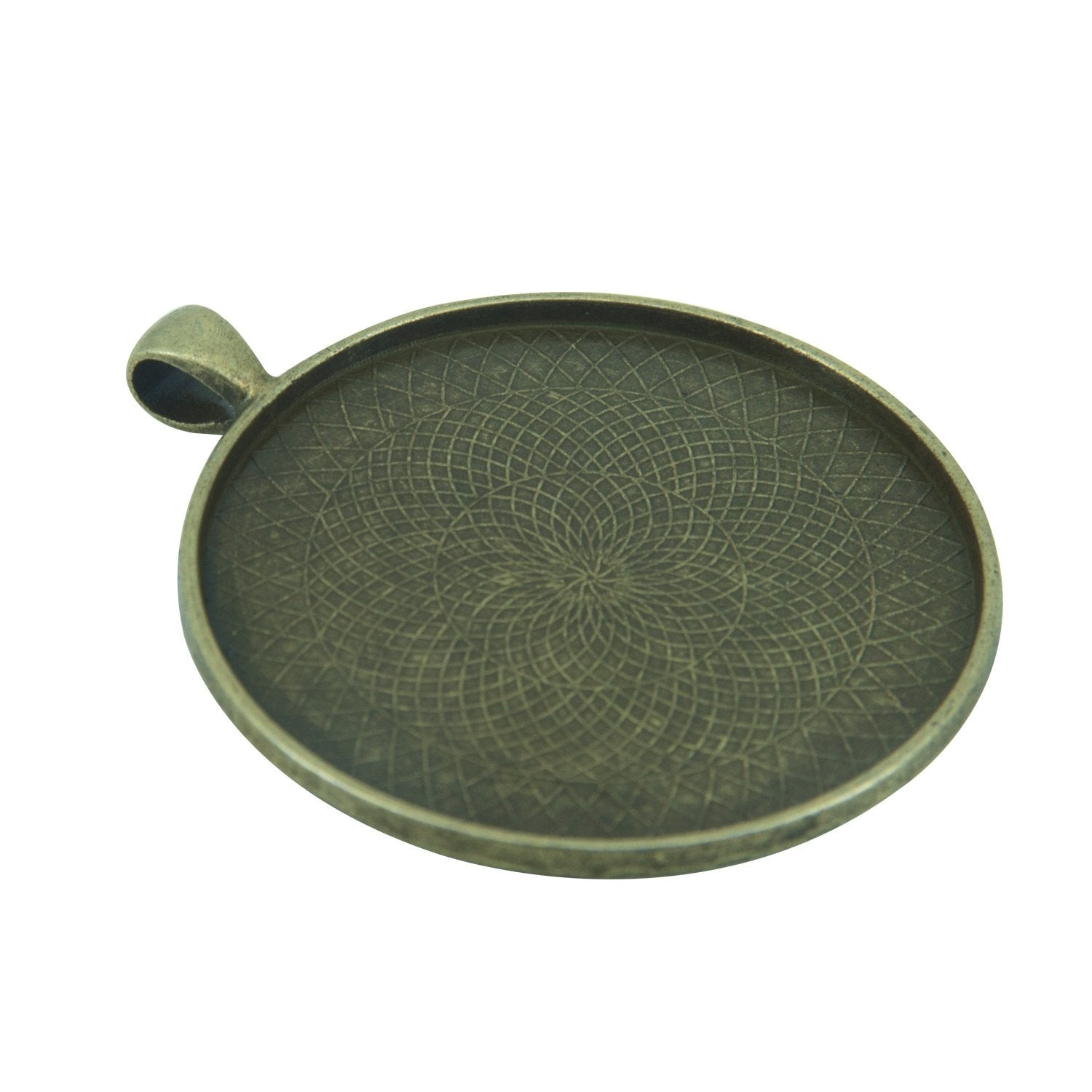 Jewellery Metal Alloy Pendant Base 56x48x2xmm (Holds 45mm Round Embellishments) Round Antique Bronze Color (Pack of 2 pieces) [jefs-pndt-gnrl-00129-m46]