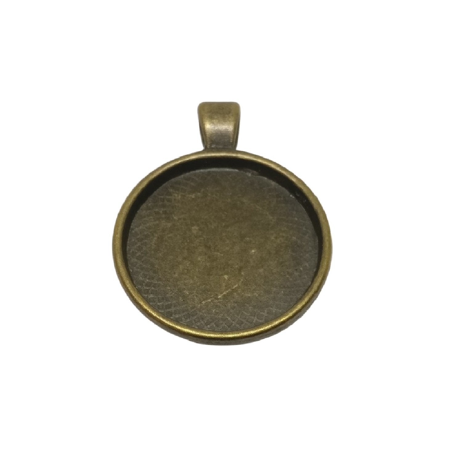 Jewellery Metal Alloy Pendant Base 42x33x2xmm (Holds 30mm Round Embellishments) Round Antique Bronze Color (Pack of 2 pieces) [jefs-pndt-gnrl-00129-m48]
