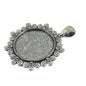 Metal Alloy Pendant Cabochon Bases [Holds Round 25 MM Embellishments] (2 Pieces) Antique Silver Color 46 MM For Jewellery Making [jefs-pndt-gnrl-00129-m49]