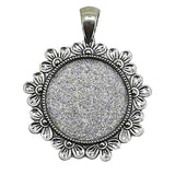 Metal Alloy Pendant Cabochon Bases [Holds Round 25 MM Embellishments] (2 Pieces) Antique Silver Color 46 MM For Jewellery Making [jefs-pndt-gnrl-00129-m49]