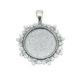 Metal Alloy Pendant Cabochon Bases [Holds Round 25 MM Embellishments] (2 Pieces) Antique Silver Color 46 MM For Jewellery Making [jefs-pndt-gnrl-00129-m49]