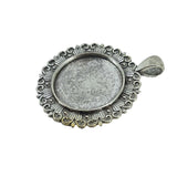 Metal Alloy Pendant Cabochon Bases [Holds Round 25 MM Embellishments] (2 Pieces) Antique Silver Color 47 MM For Jewellery Making [jefs-pndt-gnrl-00129-m50]