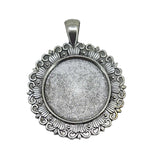 Metal Alloy Pendant Cabochon Bases [Holds Round 25 MM Embellishments] (2 Pieces) Antique Silver Color 47 MM For Jewellery Making [jefs-pndt-gnrl-00129-m50]