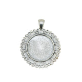 Metal Alloy Pendant Cabochon Bases [Holds Round 25 MM Embellishments] (2 Pieces) Antique Silver Color 47 MM For Jewellery Making [jefs-pndt-gnrl-00129-m50]