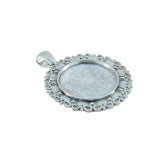 Metal Alloy Pendant Cabochon Bases [Holds Round 25 MM Embellishments] (2 Pieces) Antique Silver Color 47 MM For Jewellery Making [jefs-pndt-gnrl-00129-m50]