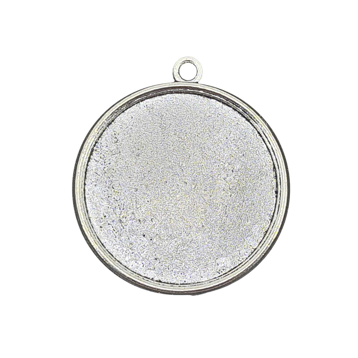 Metal Alloy Pendant Cabochon Bases [Holds Round 25 MM Embellishments] (2 Pieces) Antique Silver Color 31 MM For Jewellery Making [jefs-pndt-gnrl-00129-m51]