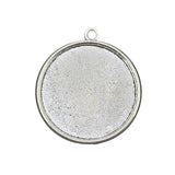 Metal Alloy Pendant Cabochon Bases [Holds Round 25 MM Embellishments] (2 Pieces) Antique Silver Color 31 MM For Jewellery Making [jefs-pndt-gnrl-00129-m51]