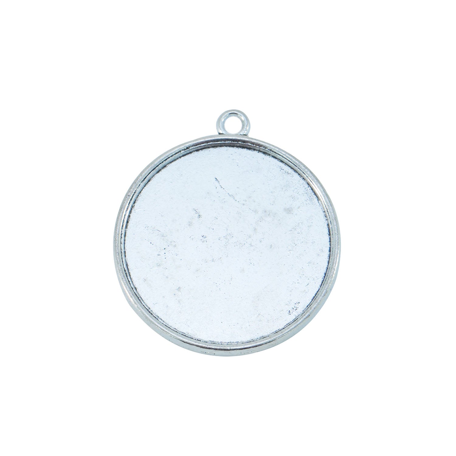 Metal Alloy Pendant Cabochon Bases [Holds Round 25 MM Embellishments] (2 Pieces) Antique Silver Color 31 MM For Jewellery Making [jefs-pndt-gnrl-00129-m51]