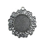 Metal Alloy Pendant Cabochon Bases [Holds Round 25 MM Embellishments] (2 Pieces) Antique Silver Color 47 MM For Jewellery Making [jefs-pndt-gnrl-00129-m52]