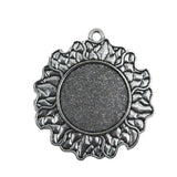 Metal Alloy Pendant Cabochon Bases [Holds Round 25 MM Embellishments] (2 Pieces) Antique Silver Color 47 MM For Jewellery Making [jefs-pndt-gnrl-00129-m52]