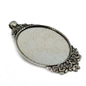 Metal Alloy Pendant Cabochon Bases [Holds Oval 40x30 MM Embellishments] (2 Pieces) Antique Silver Color 60x31 MM For Jewellery Making [jefs-pndt-gnrl-00129-m54]