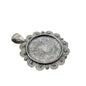 Metal Alloy Pendant Cabochon Bases [Holds Round 25 MM Embellishments] (2 Pieces) Antique Silver Color 44x36 MM For Jewellery Making [jefs-pndt-gnrl-00129-m58]