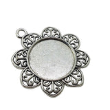 Metal Alloy Pendant Cabochon Bases [Holds Round 25 MM Embellishments] (2 Pieces) Antique Silver Color 49 MM For Jewellery Making [jefs-pndt-gnrl-00129-m59]