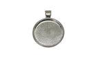 Jewelry Metal Alloy Pendant Base 36x28x3xmm (Holds 25mm Round Embellishments) Round Silver Color (Pack of 2 pieces) [jefs-pndt-gnrl-00129-m5]