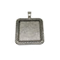 Metal Alloy Pendant Cabochon Bases [Holds Square 25 MM Embellishments] (2 Pieces) Antique Silver Color 42x33x2 MM For Jewellery Making [jefs-pndt-gnrl-00129-m60]