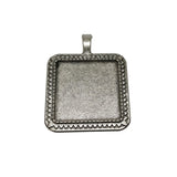 Metal Alloy Pendant Cabochon Bases [Holds Square 25 MM Embellishments] (2 Pieces) Antique Silver Color 42x33x2 MM For Jewellery Making [jefs-pndt-gnrl-00129-m60]