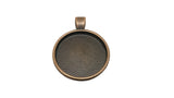 Jewelry Metal Alloy Pendant Base 36x28x3xmm (Holds 25mm Round Embellishments) Round Antique Copper Color (Pack of 2 pieces) [jefs-pndt-gnrl-00129-m7]