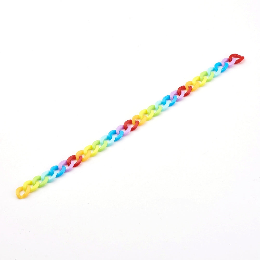 Acrylic Plastic Curb Chains (Mixed Colors, Total 10 Meters) 13x10x2.5 MM For Bag Strap Mask Holder Lanyard  [jefs-stringlace-00305-combo1]