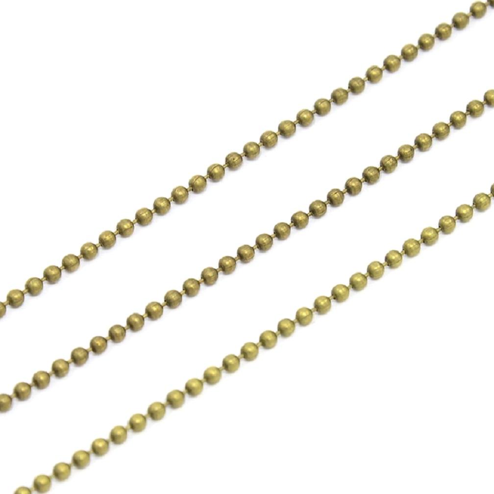 Jewellery Making Brass Ball Chains 1.5mm Ball Antique Bronze Color (Pack of 3 metres) [jefs-stringlace-00307-m3]