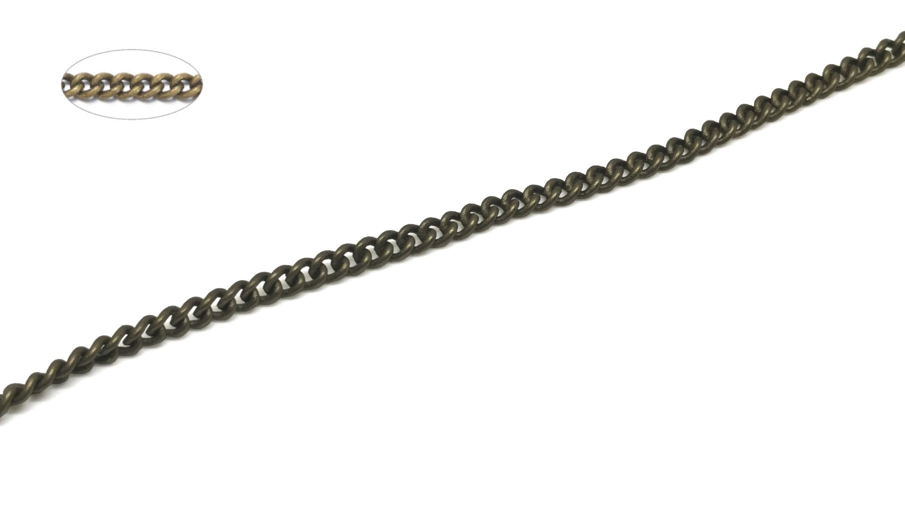 Jewellery Making Necklace Brass Chains 3.5x2.5x0.75xmm Twist Cross-Over Antique Bronze Color (Sold as 1 metre) [jefs-stringlace-00307-m8]