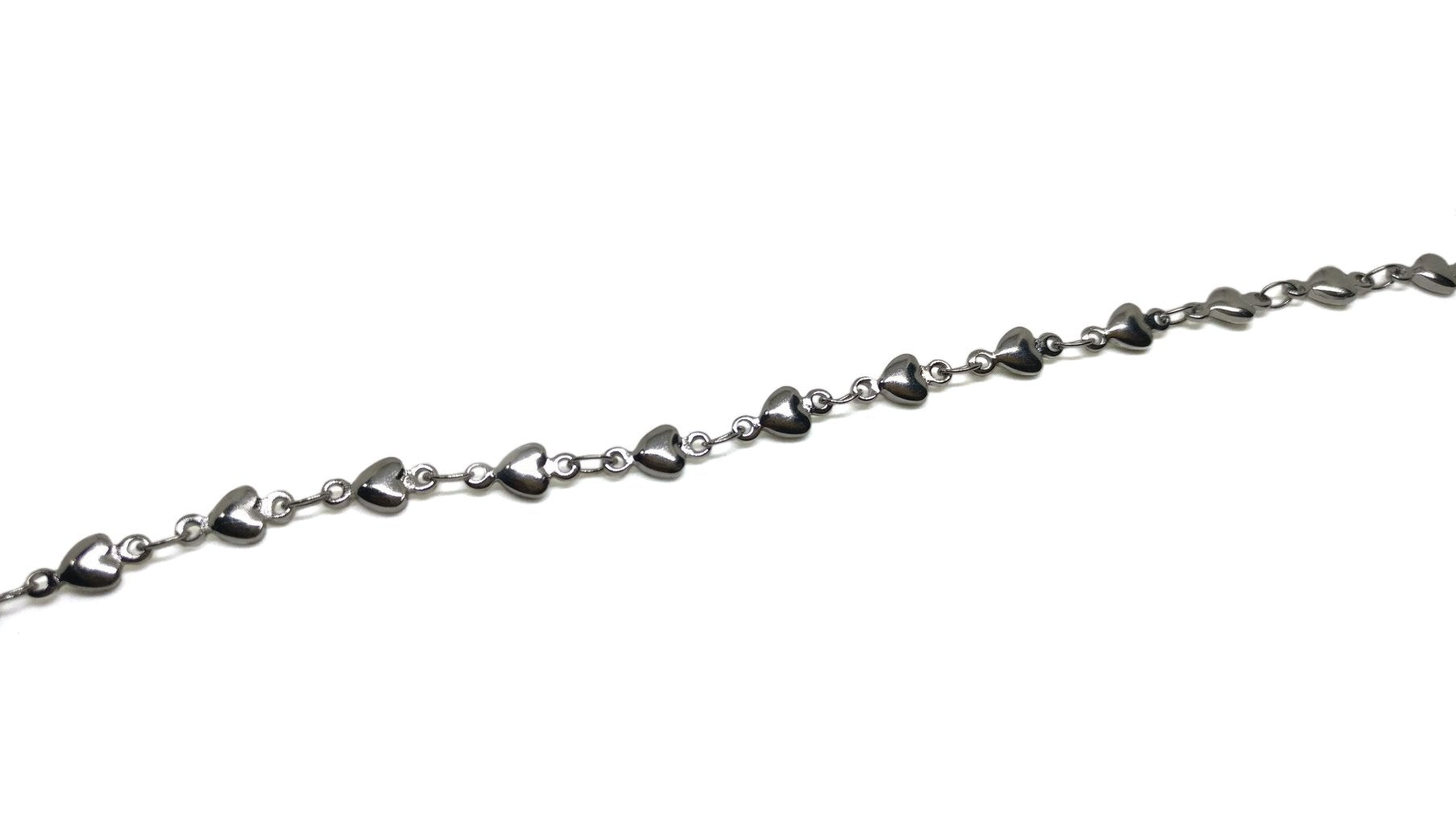 Jewellery Making Necklace Chains Tarnish Resistant Stainless Steel 4mm Heart Silver Color (Sold as 1 metre) [jefs-stringlace-00395-m5]