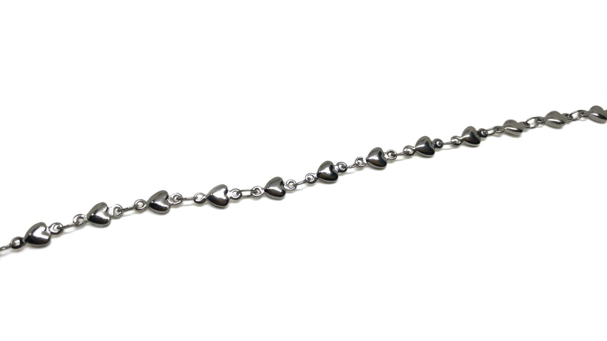 Jewellery Making Necklace Chains Tarnish Resistant Stainless Steel 4mm Heart Silver Color (Sold as 1 metre) [jefs-stringlace-00395-m5]