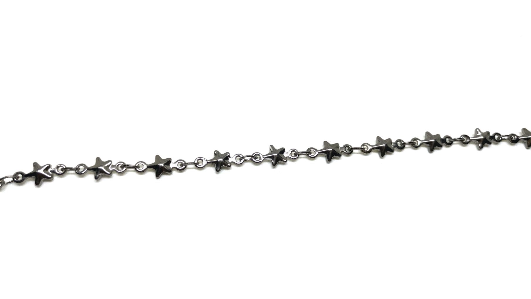 Jewellery Making Necklace Chains Tarnish Resistant Stainless Steel 4x3x0.8xmm Star Silver Color (Sold as 1 metre) [jefs-stringlace-00395-m8]