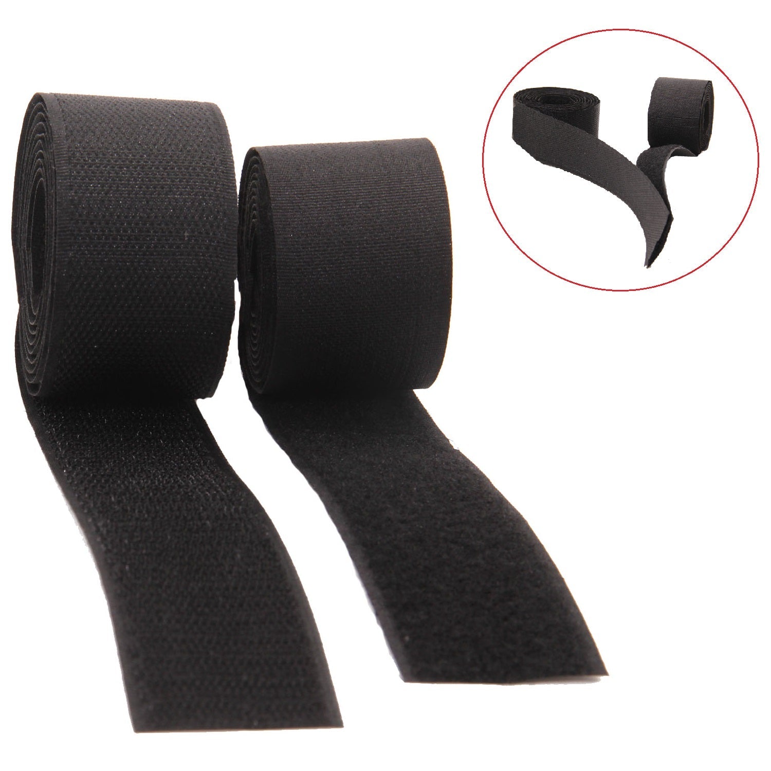 Hook & Loop Tapes 2 Inch (1 Meter) Black 50% Nylon & 50% Polyester For Garments Multipurpose Utilities Crafts [jefs-tapedecrtve-00009-m1]