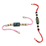 Ethnic Bracelet Rakhis For Brother With Kundan Beads (Pack of 1) Assorted Random Color [jxq-brcltbngl-00015-m1]