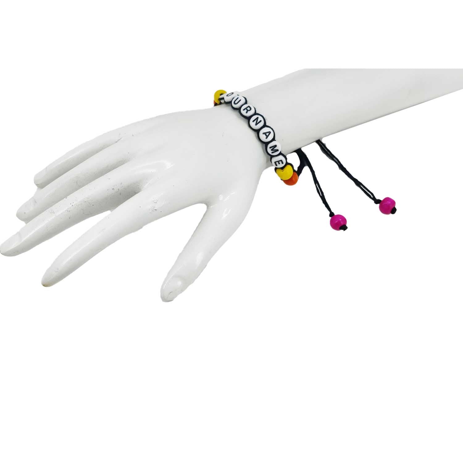 Personalized Name Customized Rakhi Shamballa Style For Brother White Color With White Beads [jxq-brcltbngl-00016-m10]